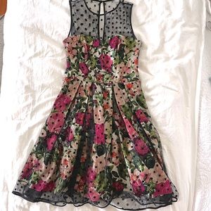 Eliza J fit and flare pink floral dress